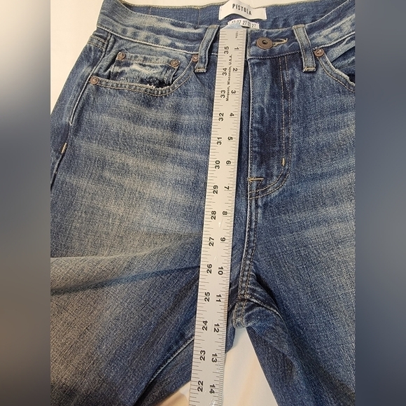 PISTOLA High Rise 27-in light knee distressing, vintage fading slim straight cut - Picture 4 of 11